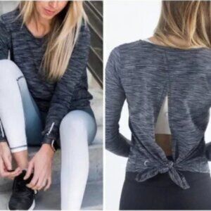 ZYIA Charcoal Split Back Long Sleeve Active Top size Large  Gym Yoga